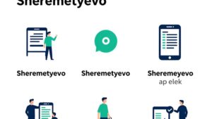 Схематичная карта терминалов аэропорта Шереметьево с символами валют для выгодного обмена от Торг Валют Менеджмент